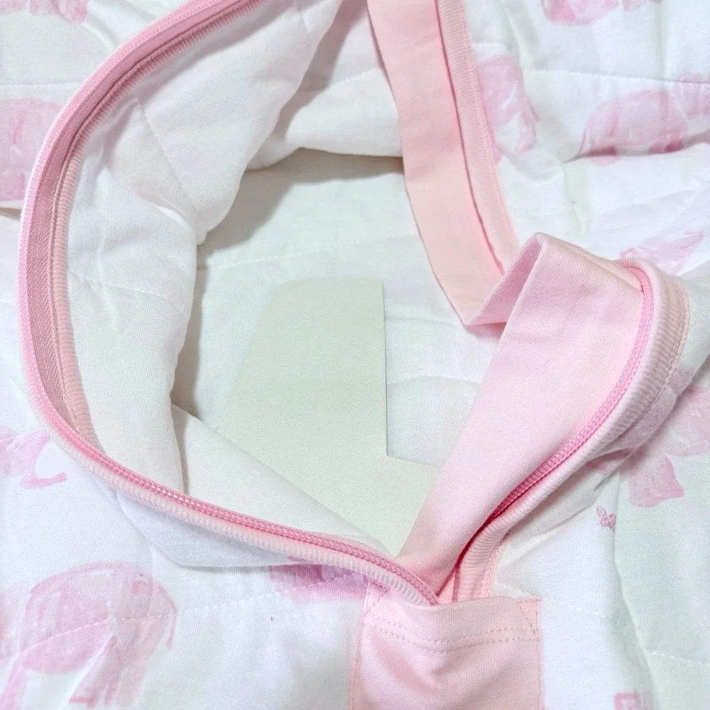 Burt's Bees Baby Beekeeper Wearable Blanket  L White‎ W/ Pink Elephant NWOT